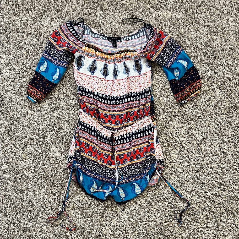 Forever 21 Multicolor Patterned Romper
